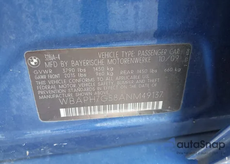 2010 BMW 328I from USA, damaged, VIN WBAPH7G58ANM49137
